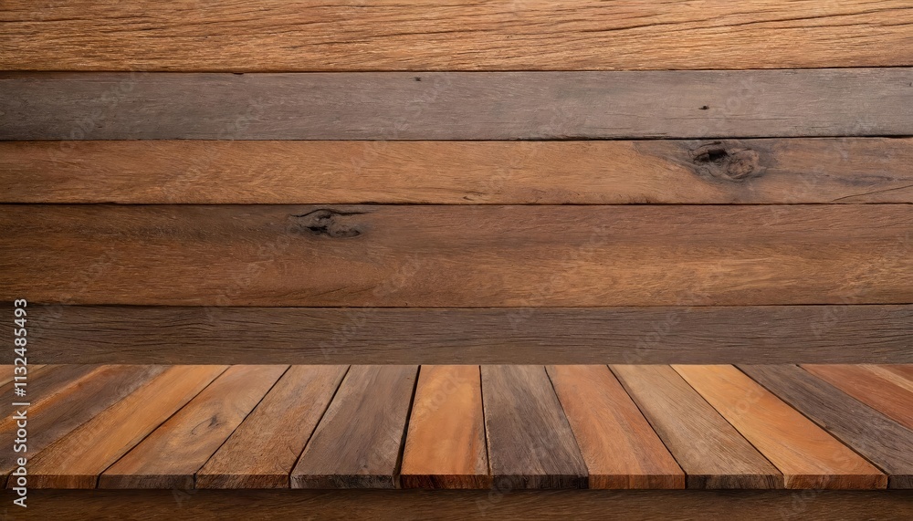 Aufkleber top view of rustic wood texture background with ample empty space for product display perfect for br