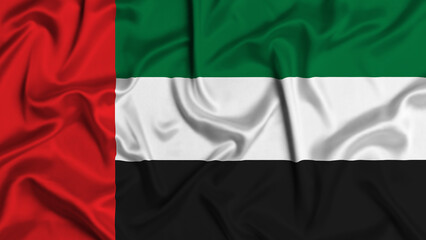 Obraz premium United Arab Emirates UAE silk flag waving in the wind background