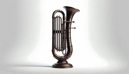 musical instrument A 3D cimbasso with a dark bronze finish, standing upright, isolated on a white background