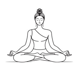 yoga, meditation, silhouette, woman, vector, icon, logo