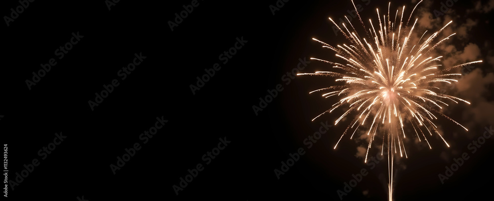 Poster a large firework explodes against a dark backdrop, filling the sky with bright colors and dazzling l