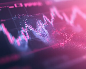 Neon Currency Graphs Abstract Economic Trends in Digital Market Imagery