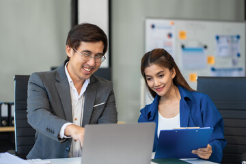 Fototapeta premium Strategic teamwork and insights drive company growth and success.