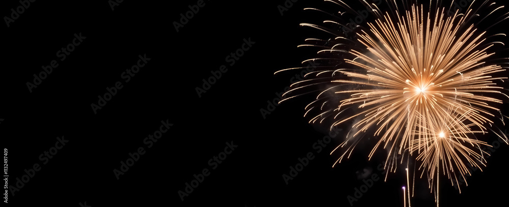 Poster colorful fireworks burst against a dark sky, creating a vibrant display of light and color, generati