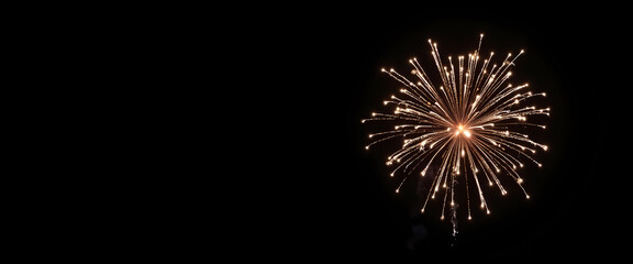 Fototapeta premium A vibrant firework explodes in a burst of color against a dark, black background, showcasing its intricate details, generative ai