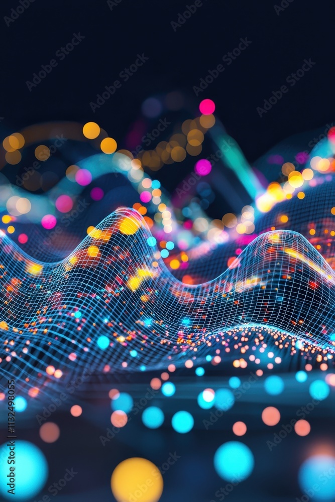 Aufkleber a vibrant holographic image of an ai network interpreting and optimizing scanned forms.