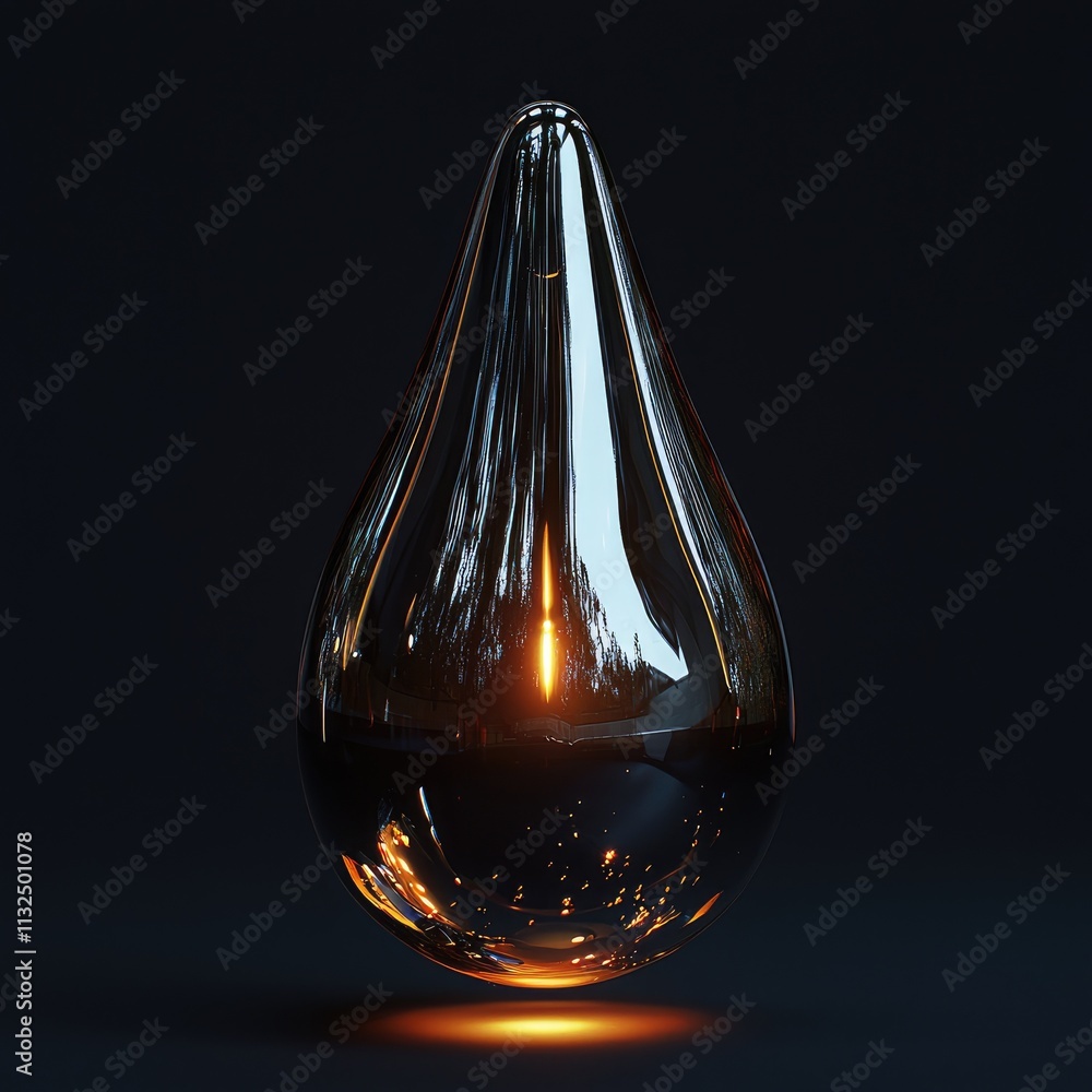 Poster a captivating oil drop hangs effortlessly against a pitch-black backdrop, showcasing its unique text