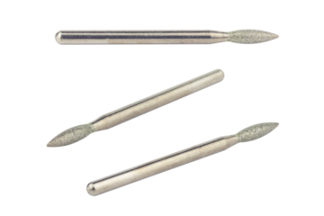 set of cutter for hand engraver and drill with diamond filings, isolated from background