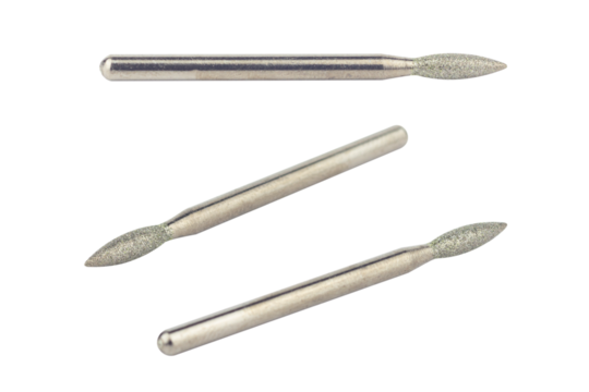 set of cutter for hand engraver and drill with diamond filings, isolated from background - Powered by Adobe