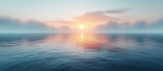 Obraz premium Calm ocean reflecting a peaceful sunrise.
