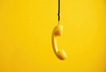 Yellow Retro Phone Handset on Yellow Background
