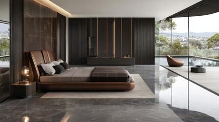 Luxurious Modern Bedroom Suite Overlooking Scenic View