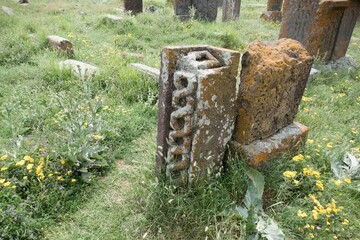 traditional grave stone in armenia