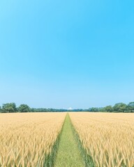 Obraz premium Aerial View of Wheat Field and Rashtrapati Bhavan - Symbolizing Growth and Governance on Good Governance Day, Thanksgiving, and Independence Day