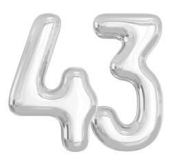 Number 43 Silver Balloon 3D