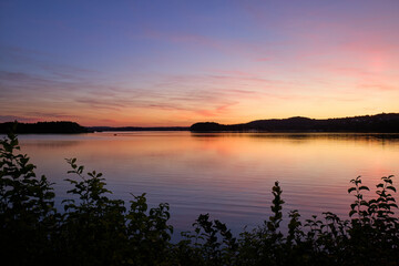 Goldene Stunde, Abendrot am Brombachsee, Bayern, Deutschland