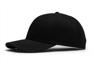 Fototapeta premium Black baseball cap displaying its classic and sporty design on white background