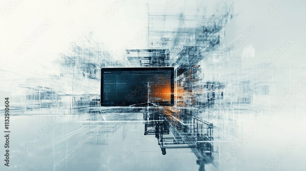 Aufkleber Abstract representation of technology and digital data flow.