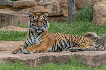 Obraz premium Close-up shot of a tiger's face on a white background. Beautiful simple AI generated image