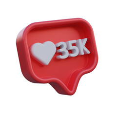 35k love notification 3D Illustration