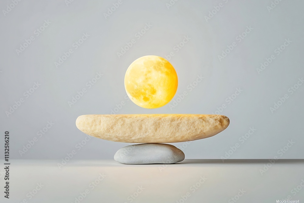 Poster minimalist representation of the equilibrium between light and dark for the spring equinox with glow