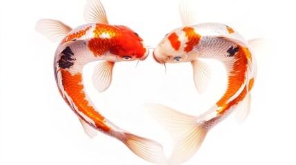 Two Koi Fish Forming a Heart Shape