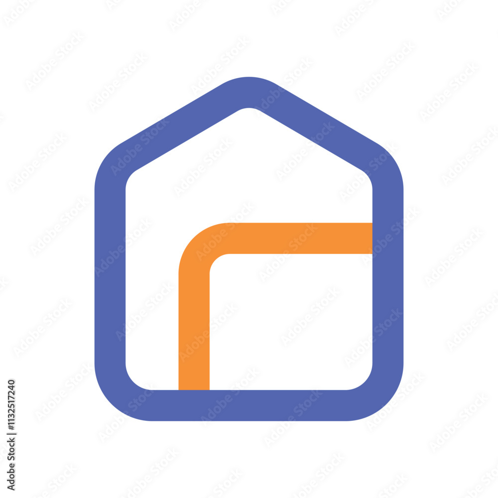 Aufkleber a simple abstract image featuring geometric shapes in blue and orange creating a minimalist design.