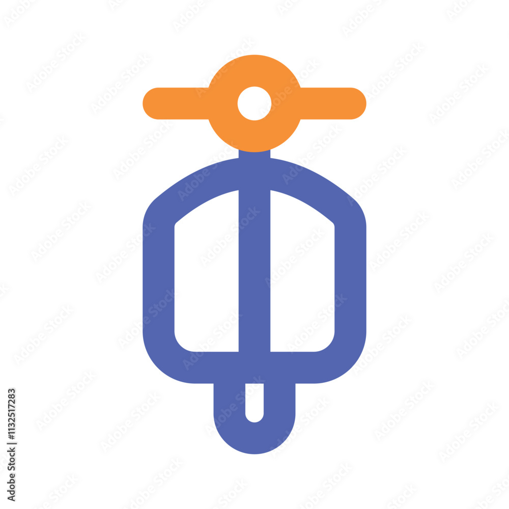 Poster a simple abstract image depicting a stylized lamp with an orange top and blue base using geometric s