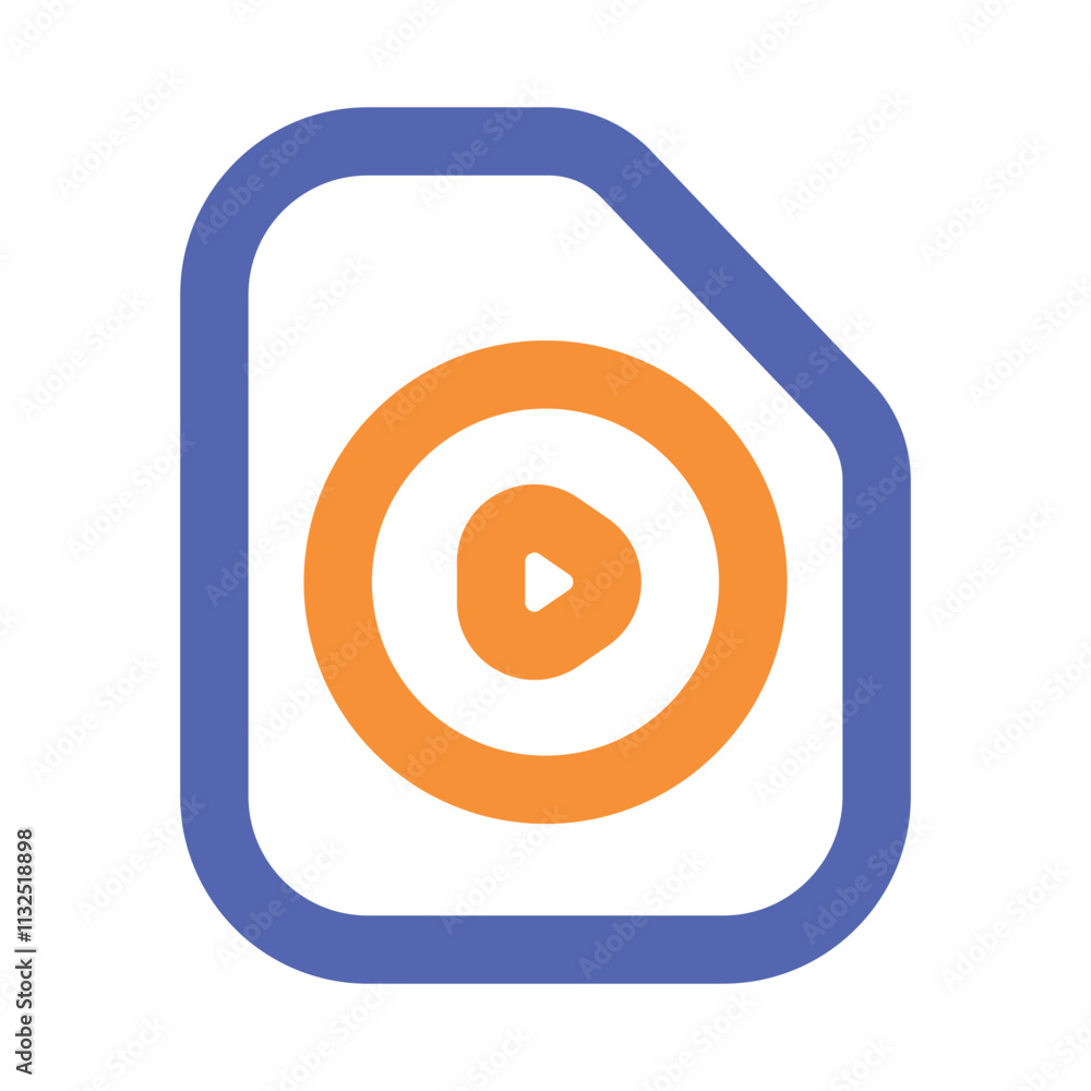 Poster an abstract image featuring a central orange square within concentric circles framed by a blue borde