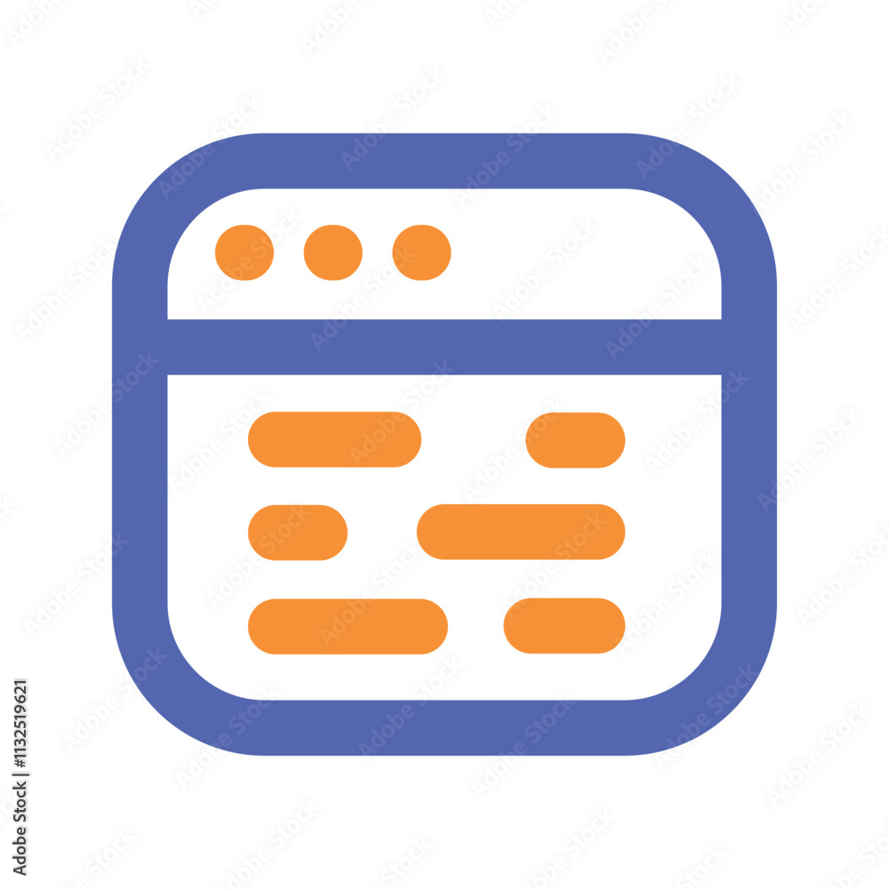 Poster a minimalist pixel art depiction of a website browser interface with an orange content area.