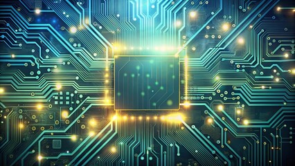 Abstract Circuit Board Illuminated Pathways of Digital Innovation