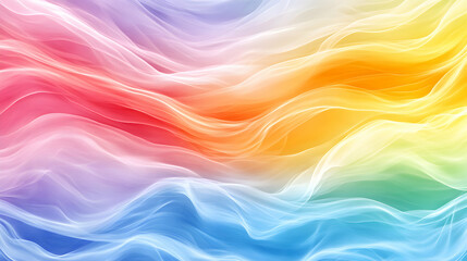 Obraz premium Abstract Rainbow Waves, Vibrant Hues Flowing Gracefully, Creating a Serene and Colorful Background Image