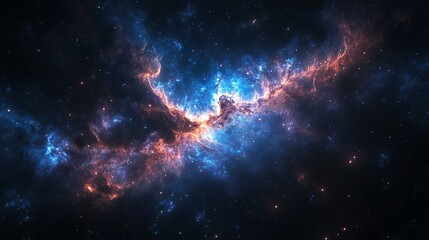 Obraz premium Stunning realistic vector illustration of a beautiful blue nebula in outer space featuring vibrant cosmic clouds and starry background