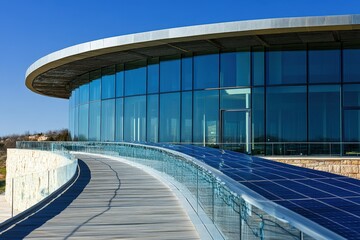 Obraz premium Father hugging daughter outside eco-friendly home with solar panels, showing love and care in a sustainable environment on a sunny day. Beautiful simple AI generated image
