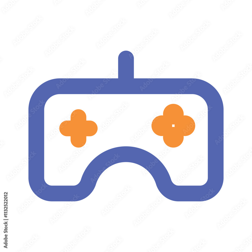 Poster a minimalist pixel art depiction of a simple remote control with orange buttons.