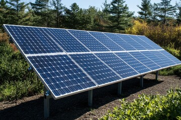 Father hugging daughter outside eco-friendly home with solar panels, showing love and care in a sustainable environment on a sunny day. Beautiful simple AI generated image