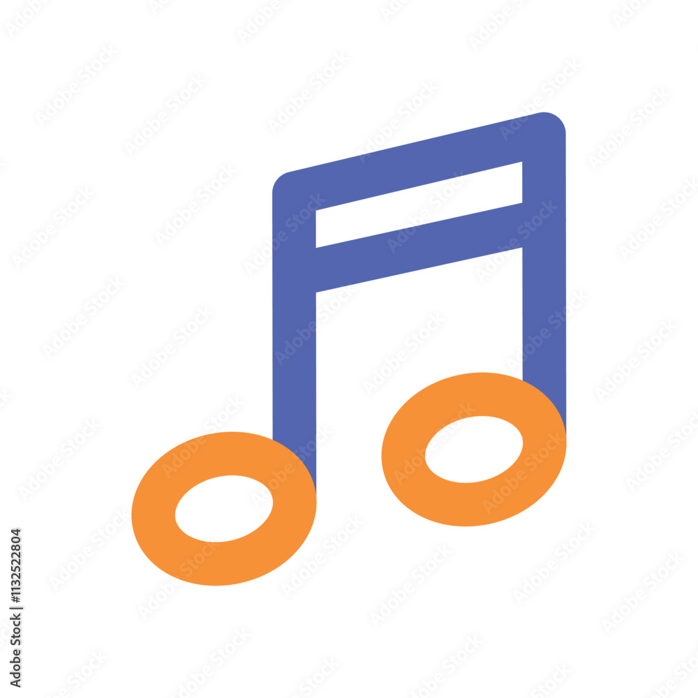 Poster a simple pixel art image depicting a musical note and two circles possibly representing a music play
