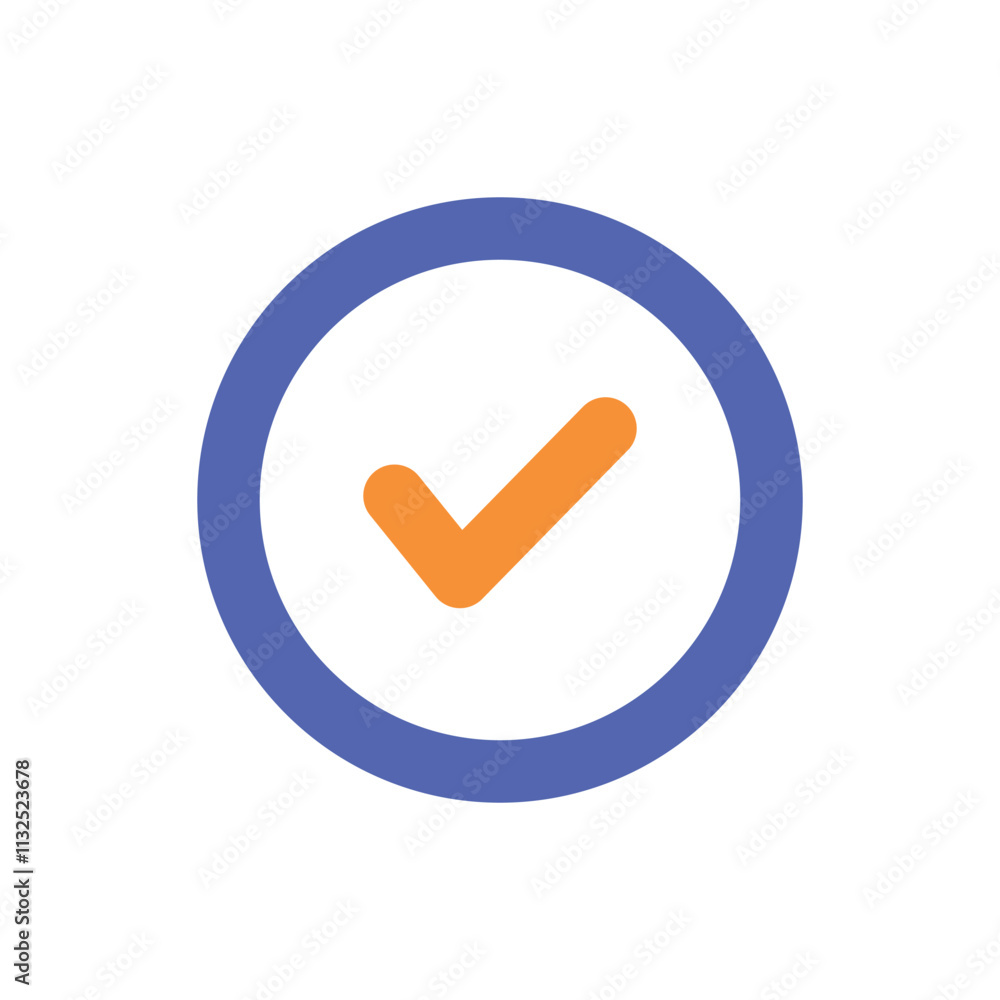Poster a pixel art icon depicting a checkmark inside a circle signifying completion or approval.