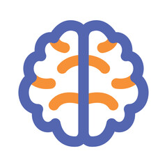 A stylized circular design featuring an orange central motif within a blue border employing pixel art.