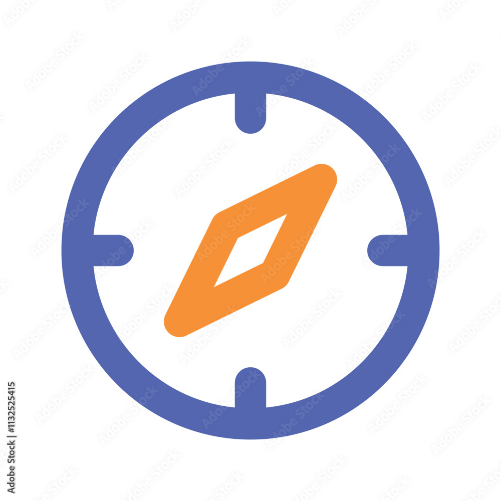 Poster a pixelated compass graphic aims at a diagonal orange shape possibly representing a location or targ