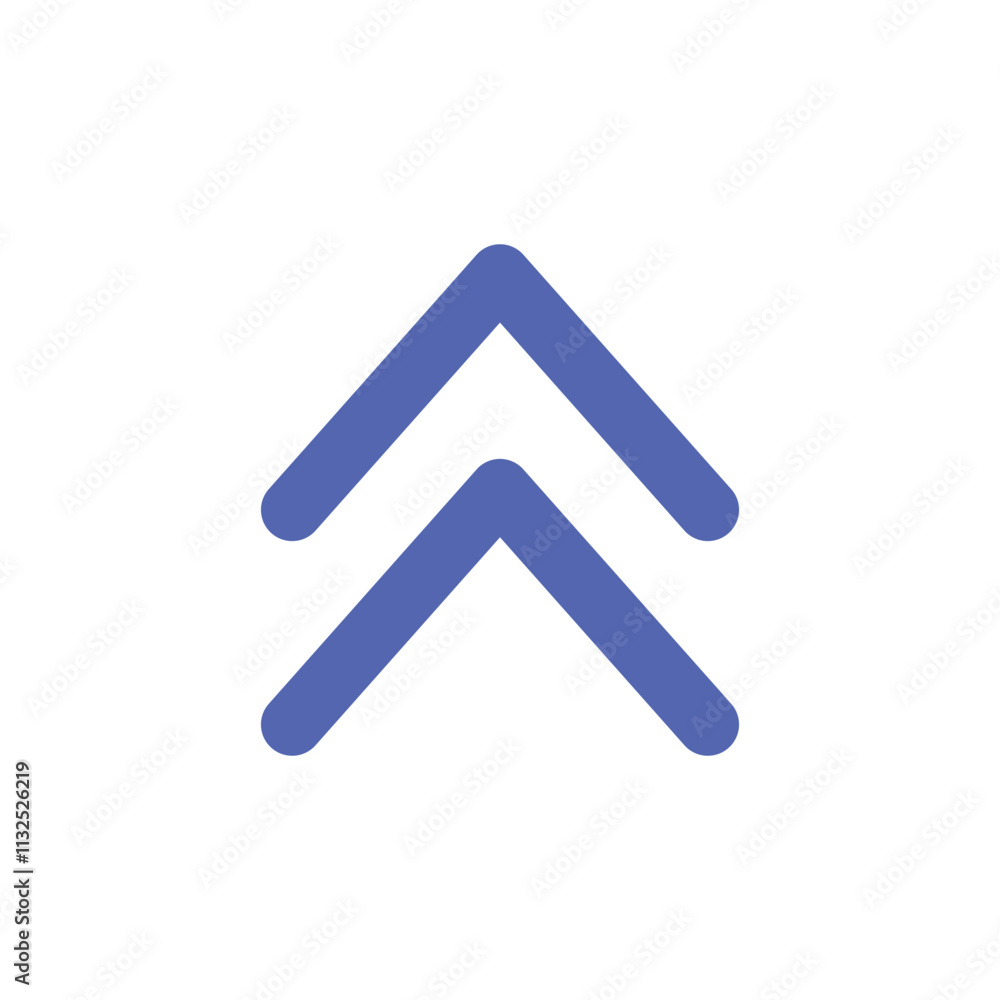 Poster the image shows two blue upward pointing arrows stacked vertically a simple graphic design.