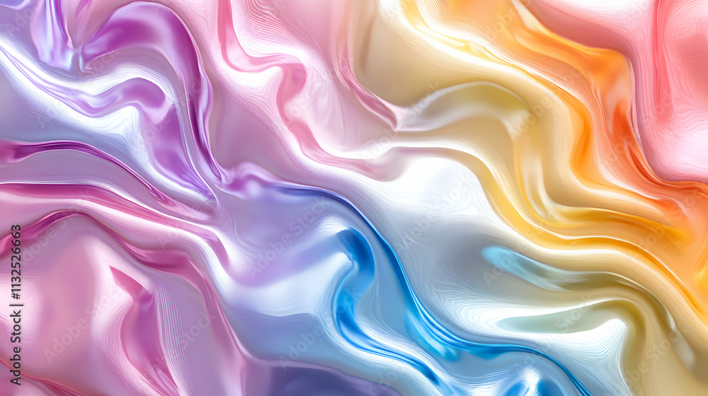 Poster abstract colorful swirls, a vibrant, iridescent wave background of pastel hues, dynamically flowing 