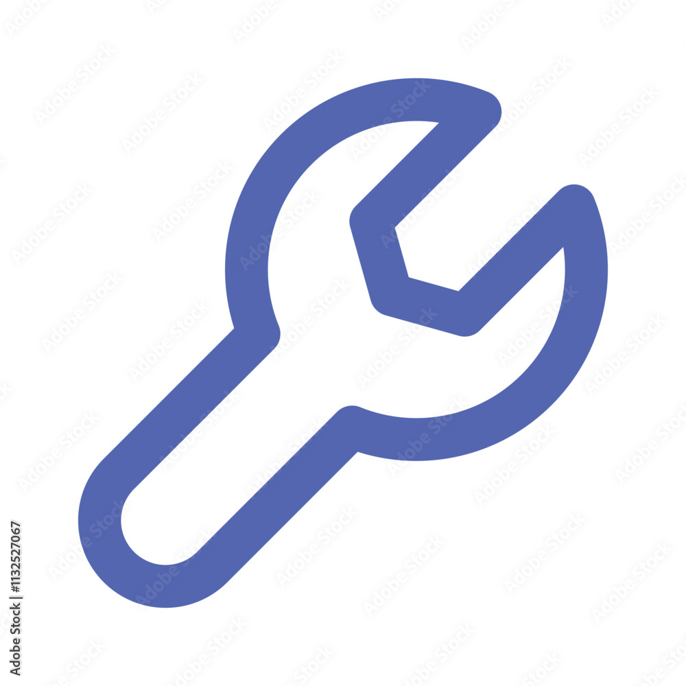 Aufkleber the image shows a simple blue pixel art representation of a wrench or spanner tool.