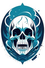 Tattoo style art illustration of a fantasy human skull with intricate details. Horror. Halloween. Skeleton. Spooky. Death. Die. evil skull, skull art, spooky skull, horror art, tattoo flash, weird