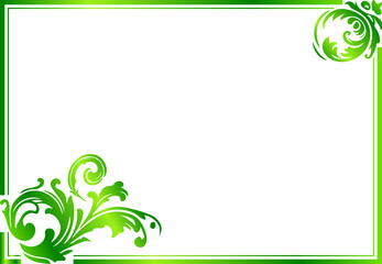 Green gradient rectangular floral border