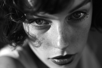 Obraz premium Generative AI image of woman in style of black white cinema old fashioned movie