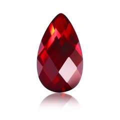 One red shiny gemstone isolated on white