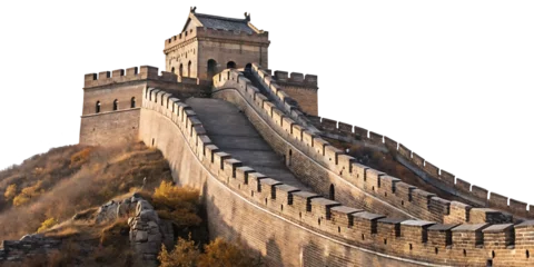 The Great wall China s unique on isolated with white background.AI GENERATED