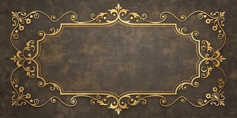 Elegant Gold Filigree Frame on Dark Textured Background for Luxury Design Projects