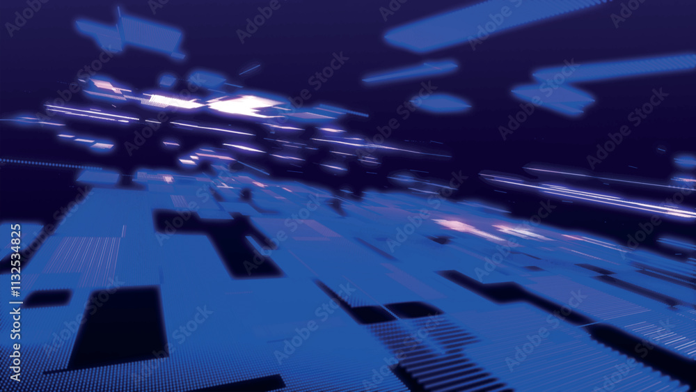 Poster abstract technology background. 3d composition of intersecting multicolored lines. information techn